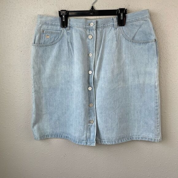 Gloria Vanderbilt Button Down Denim Mini Skirt Size 20W EUC - Picture 1 of 5